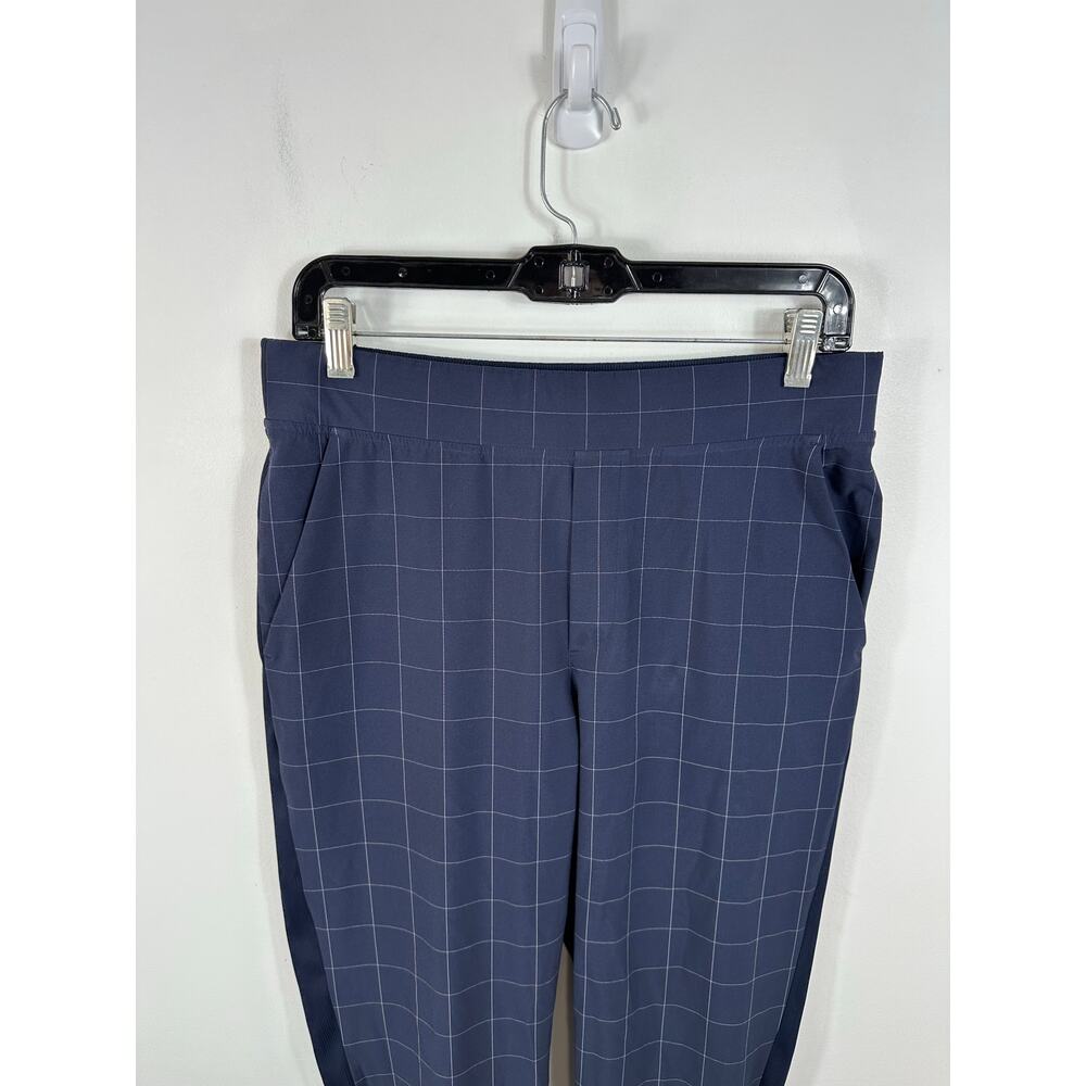 Athleta Brooklyn Textured Ankle Pant Navy Blue Windowpane Size 8 Travel Pant - Picture 9 of 14